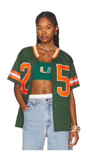 University Of Miami Football Jersey Top in Hunter Green | Revolve Clothing (Global)
