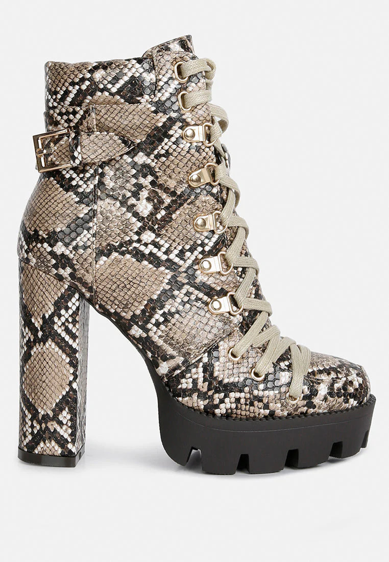 Snake Skin Ankle Boots Tan / US-9 / UK-7 / EU-40 | Casual Chic Boutique