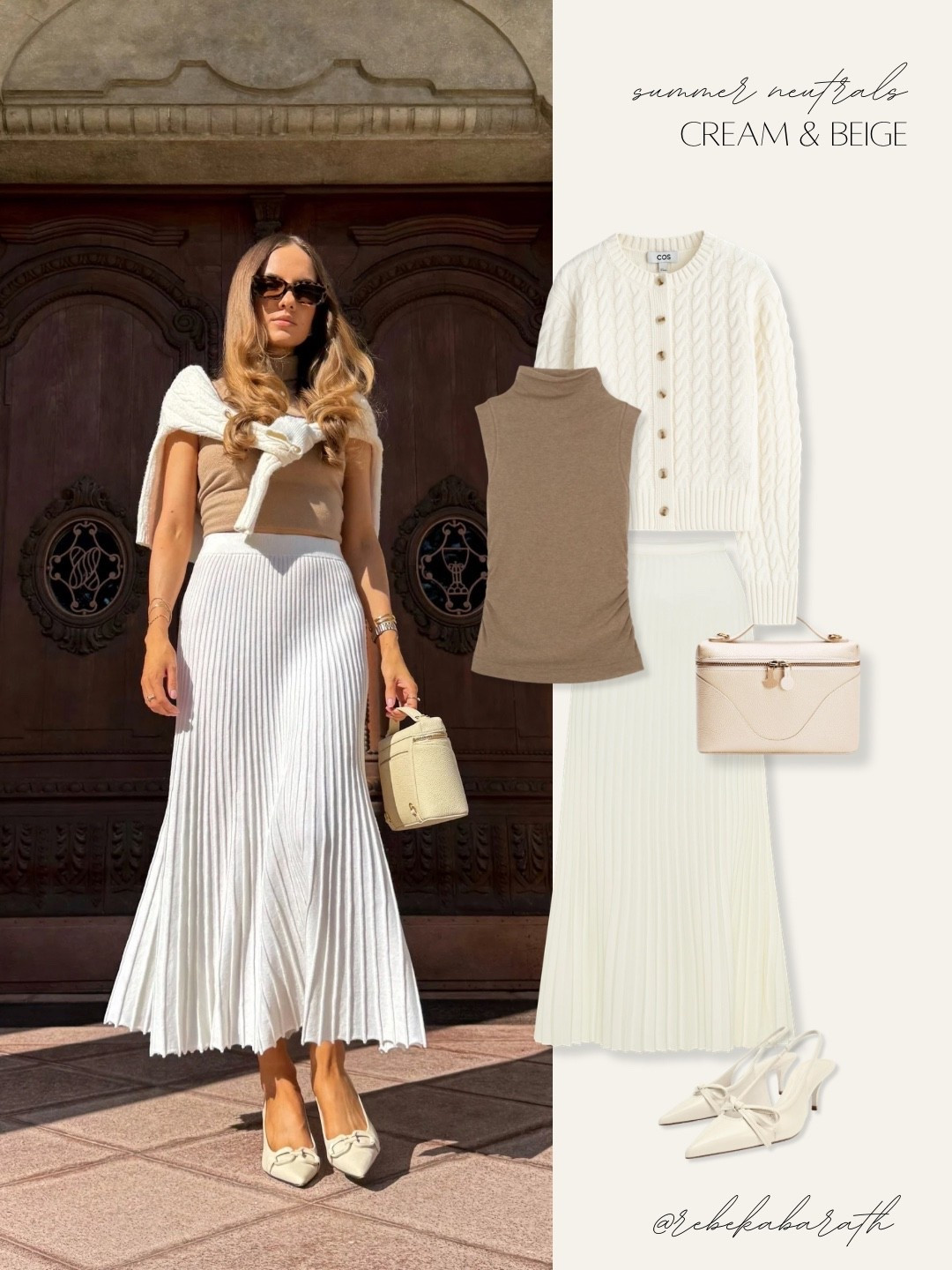 summer neutrals // cream & beige 

minimal outfits | pleated skirt | midi skirt outfit | light neutrals

#LTKootd
