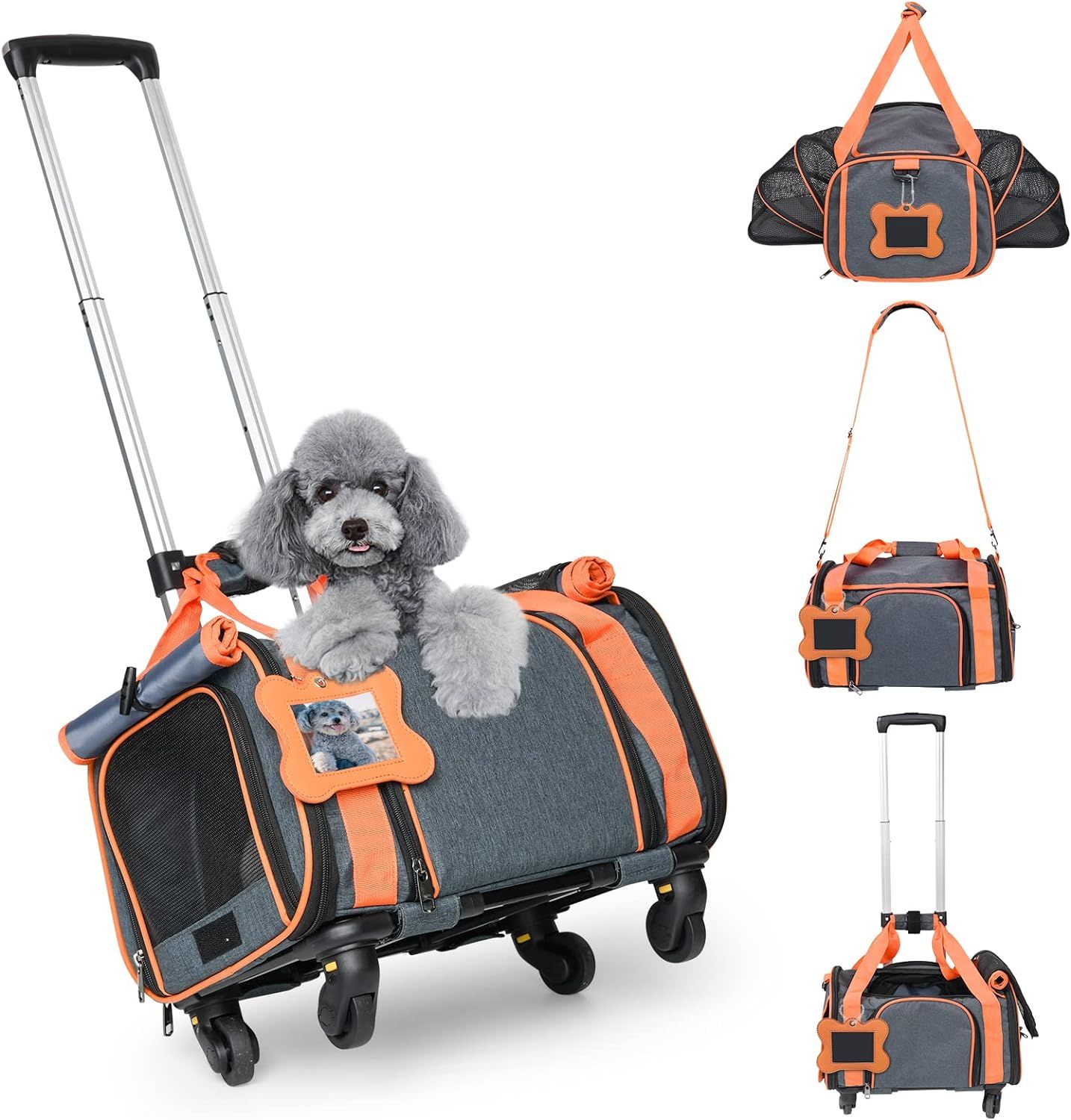 Pet Carrier with Wheels, LOOBANI Expandable Pet Carrier Airline Approved for Small Dogs & Cats Pu... | Amazon (US)