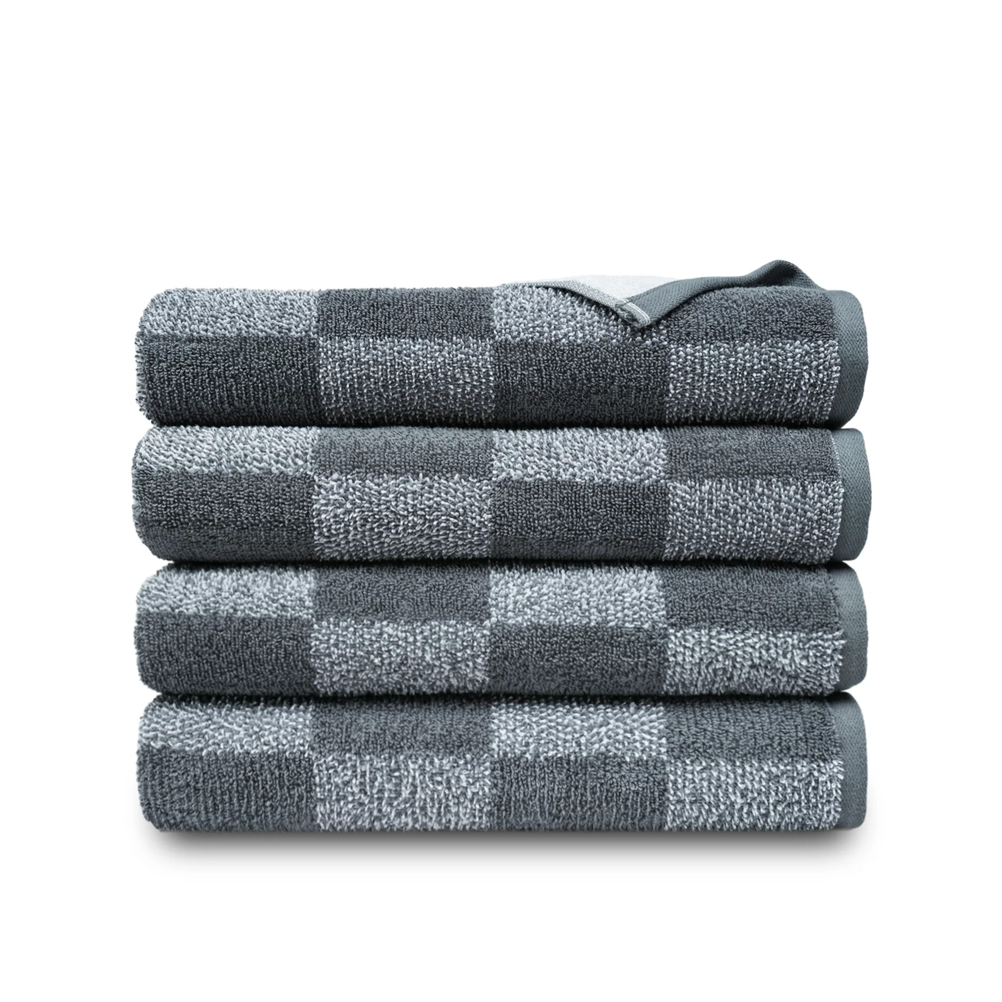 Mainstays Performance Checkered Bath Towel, 54" x 30", Grey - Pack of 4 - Walmart.com | Walmart (US)
