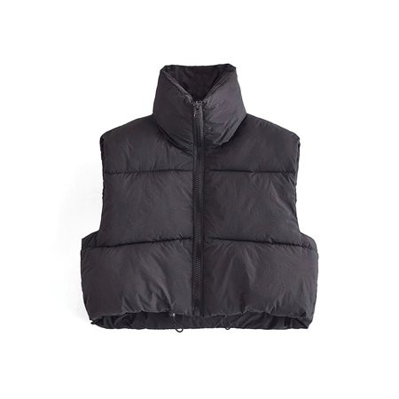 Haite Women Puffer Vest Sleeveless Cropped Stand Collar Down Jacket Outdoor Short Coat Travel Solid  | Walmart (US)