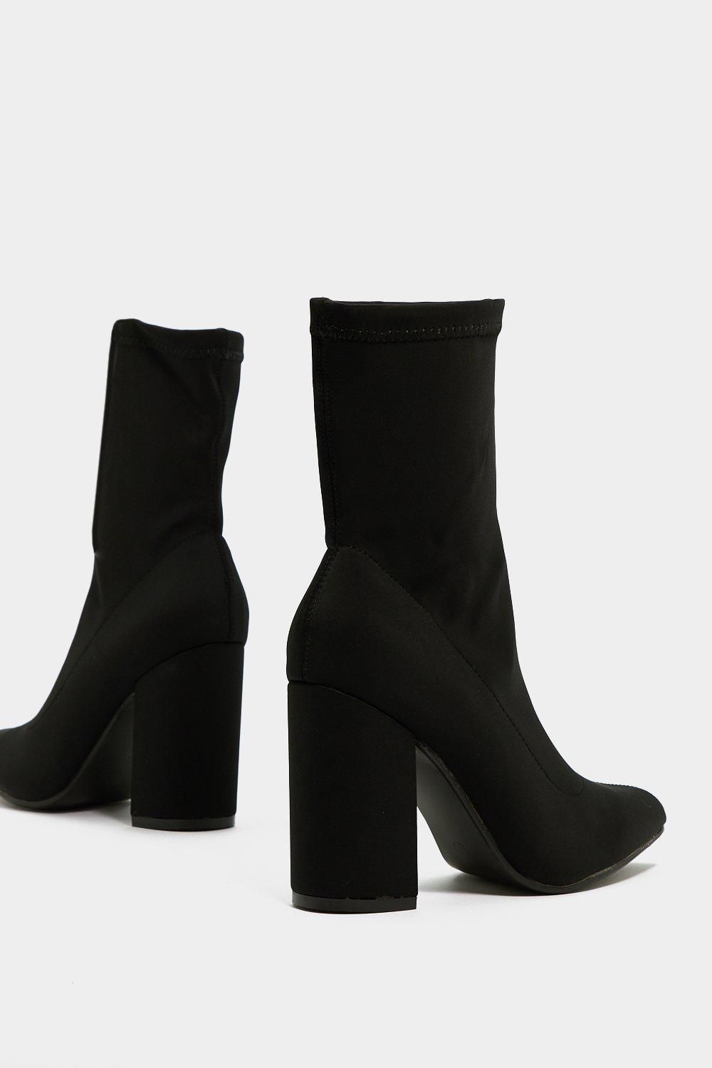 Faux Suede Heeled Sock Boots | Nasty Gal (US)