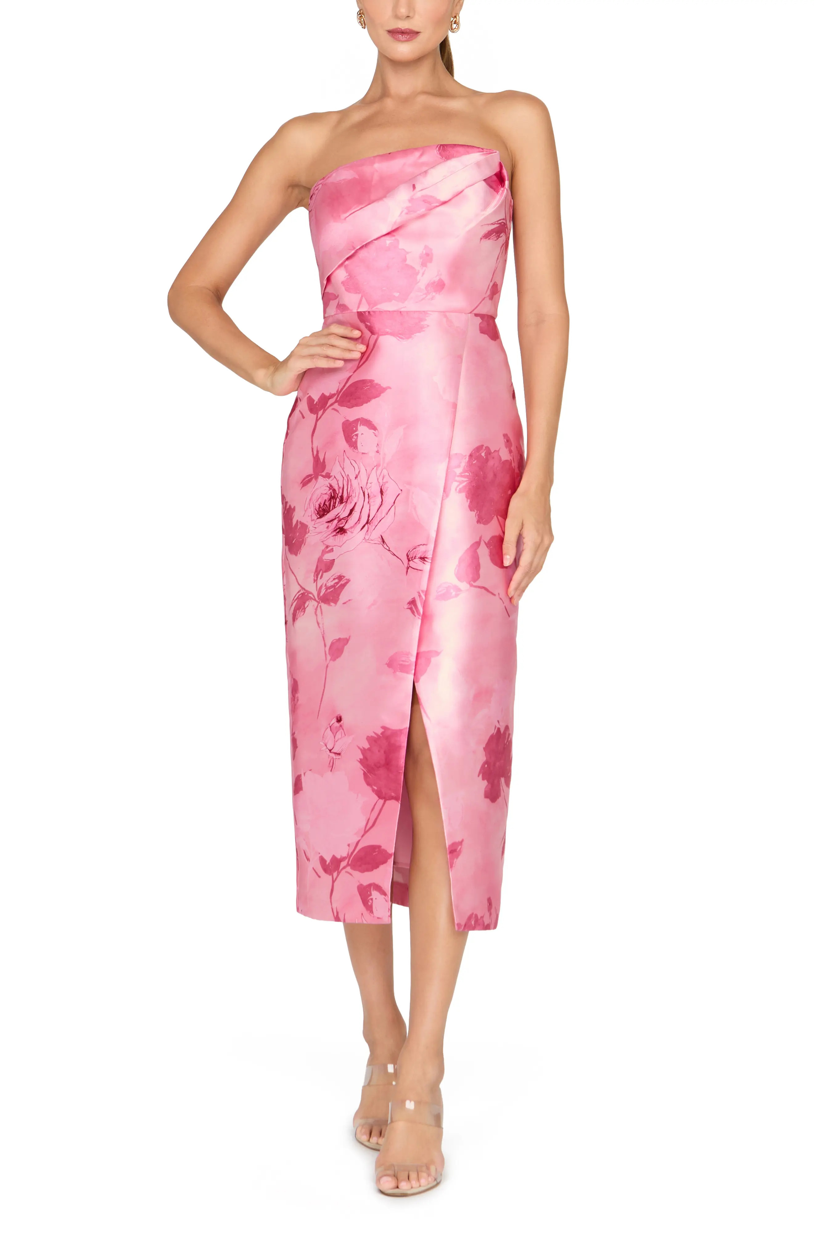 Addison Floral Strapless Sheath Midi Dress (Women) | Nordstrom | Nordstrom