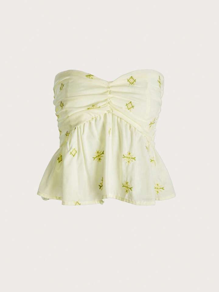 SHEIN MOD Floral Print Ruched Bust Tube Top | SHEIN