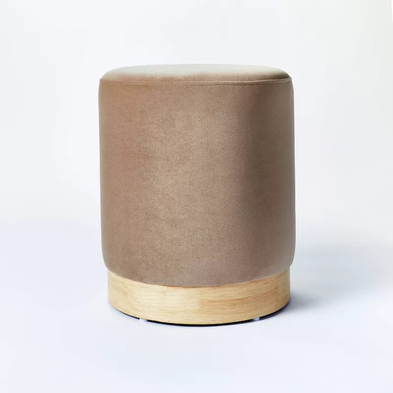 Midvale Velvet and Wood Drum Ottoman Brown - Threshold™ designed with Studio McGee | Target