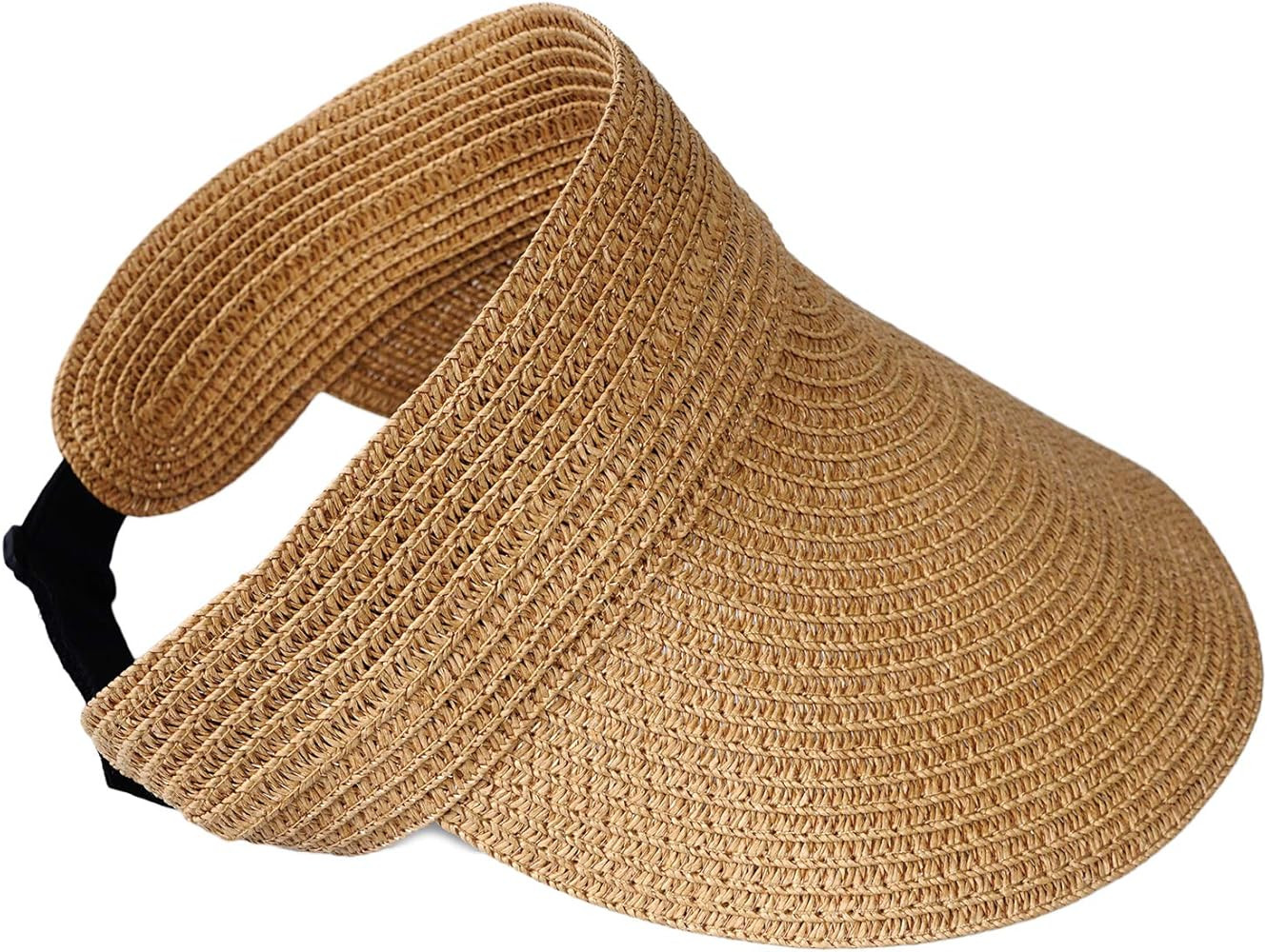 Beach Hats for Women Wide Brim Roll-up Foldable Straw Sun Hat Visors Summer UV Protection Beach H... | Amazon (US)