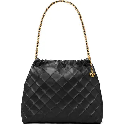 Tory Burch Fleming Quilted Leather Hobo Bag in Black at Nordstrom | Nordstrom