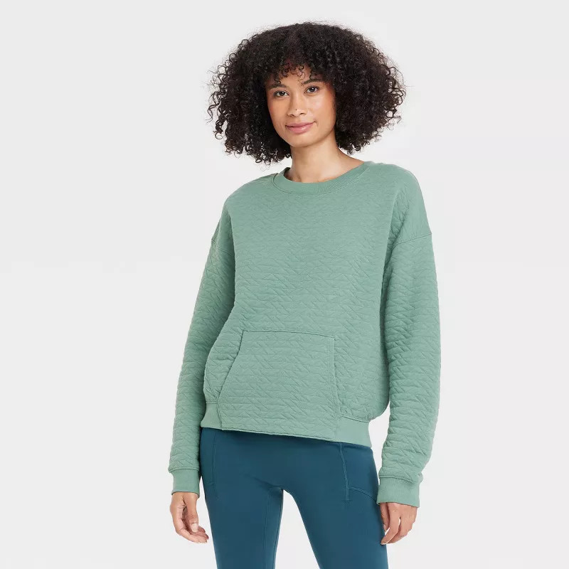 Women's Quilted Crew Sweatshirt - All in Motion™ | Target