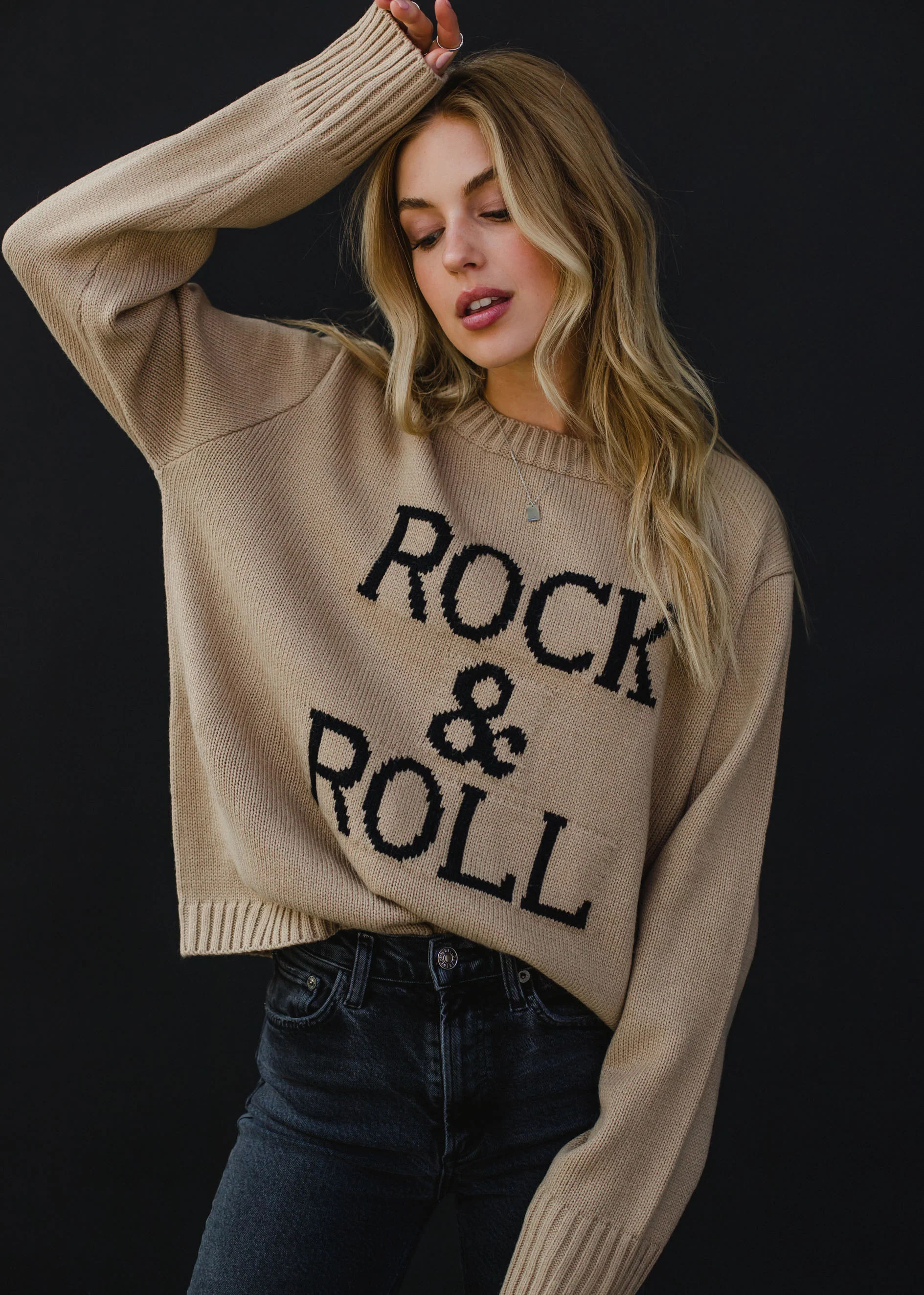 Rock &amp; Roll Sweater - Tan | Panache Accessories