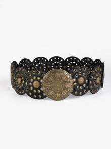 1pc Vintage Bohemian Retro Style PU Leather Women Belt, All Season Cowgirl Western Retro Style | SHEIN