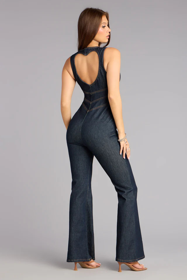 Denim With A Heart Open Back Jumpsuit | Windsor Stores