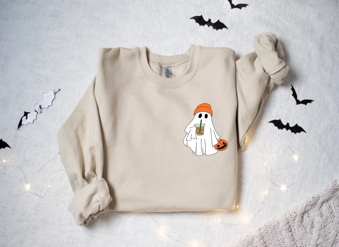 Little Ghost Ice Coffee Shirt Ghost Sweatshirt Halloween - Etsy | Etsy (US)