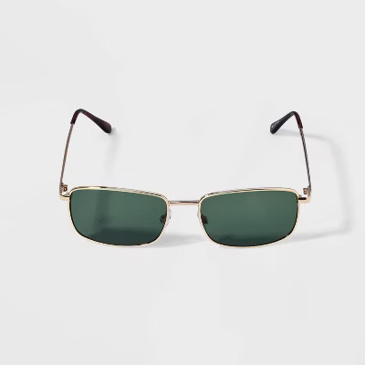 Women's Metal Rectangle Sunglasses - Wild Fable™ Gold: Adjustable Nose Pads, Maximum UV Protection, Recycled Metal Frame | Target