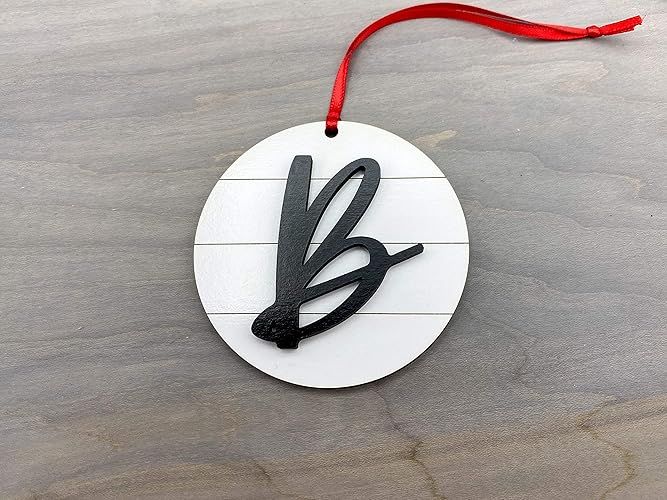 Farmhouse Monogram Ornament - Wood Shiplap Initial Christmas Ornament - Letter B | Amazon (US)