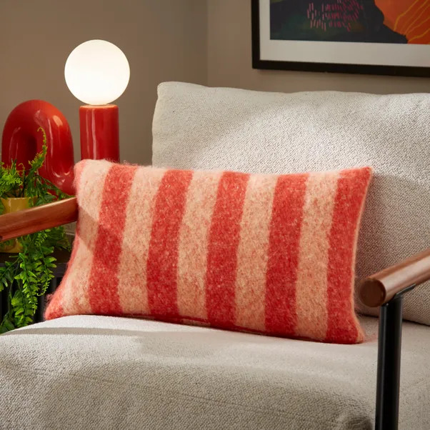 Elements Block Stripe Mohair Rectangular Cushion | Dunelm