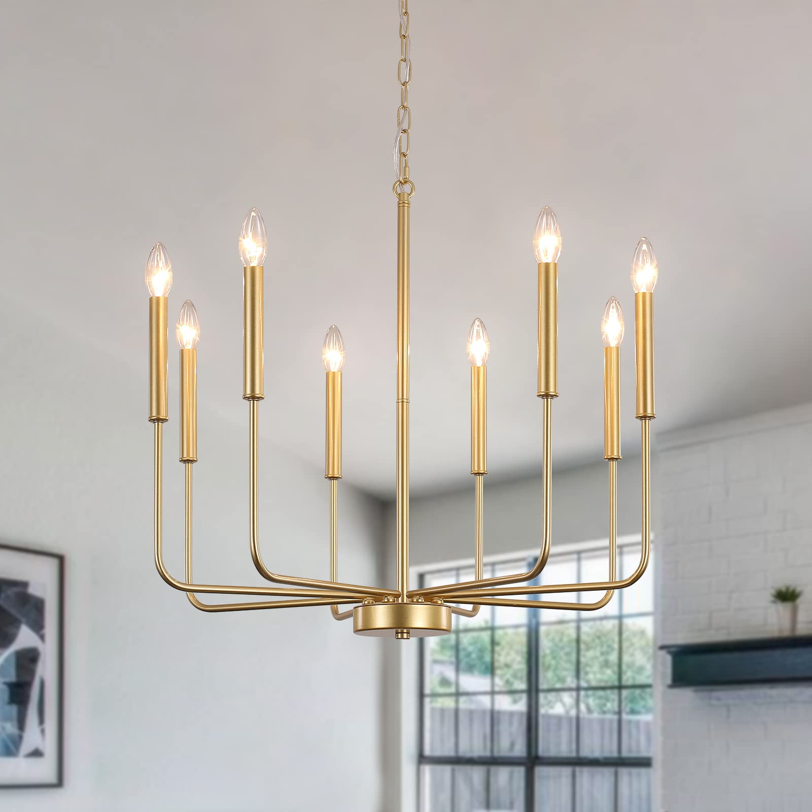 LJHhowe Gold Chandelier 8 Lights Modern Farmhouse Chandelier for Dining Room Light Fixture Rustic... | Amazon (US)
