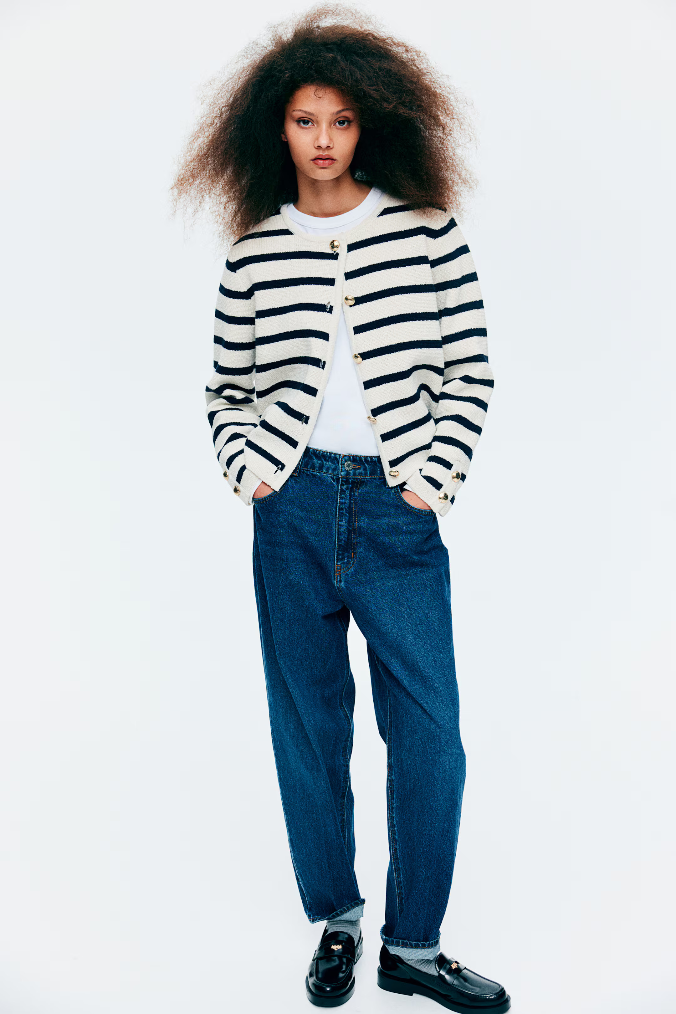 Knitted cardigan - Natural white/Striped - Ladies | H&M GB | H&M (UK, MY, IN, SG, PH, TW, HK)