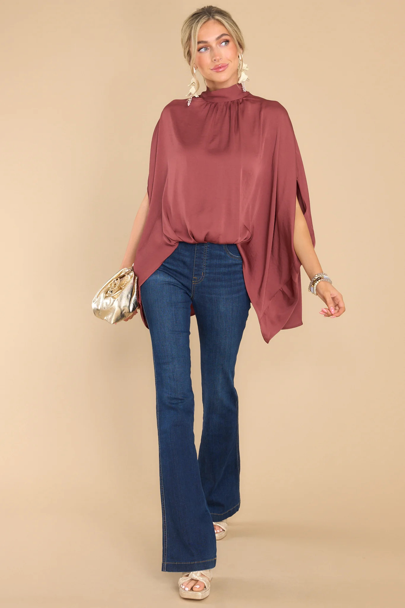 Kiss And Won't Tell Copper Top | Red Dress 