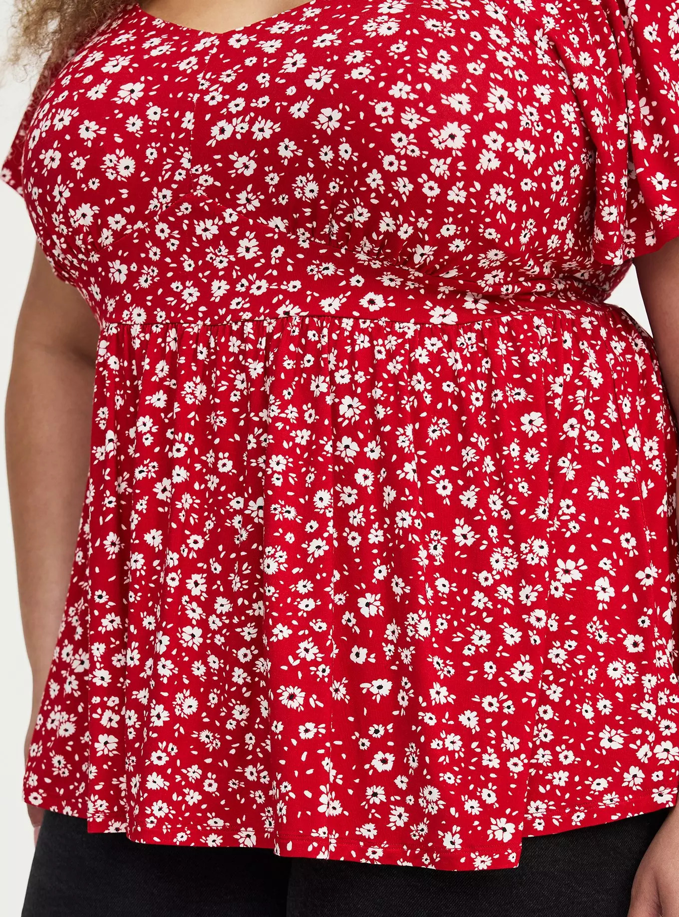 Super Soft Jersey Flutter Sleeve Babydoll Top | Torrid (US & Canada)