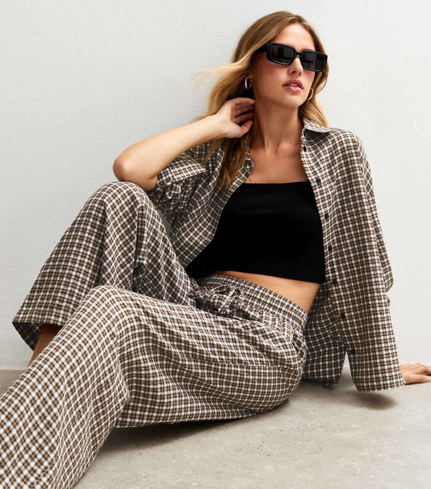 Brown Checked Wide Leg Trousers | New Look | New Look (UK)