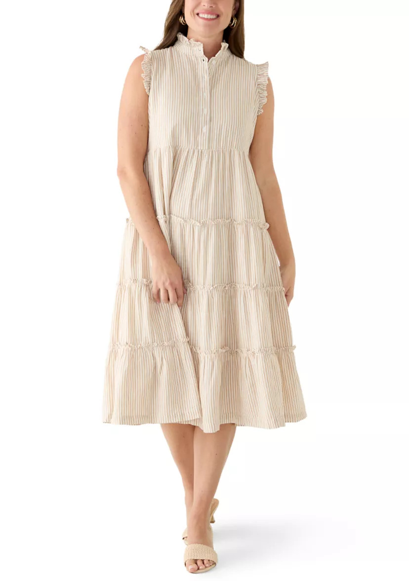 Petite Sleeveless Ruffle Tier Midi Dress | Belk