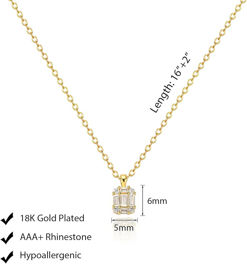 Luxval Diamond Pendant Gold Necklace for Women，Dainty 18k Gold Plated Choker Necklaces Simple G... | Amazon (US)