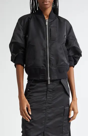 Short Sleeve Nylon Twill Bomber Jacket | Nordstrom