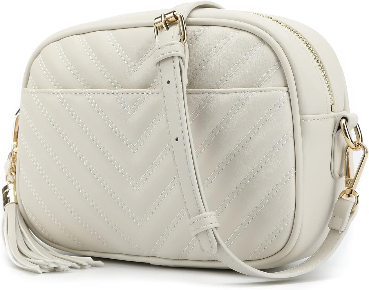 lola mae Quilted Crossbody Bag, Medium Lightweight Shoulder Purse Top Zipper Tassel Accent | Amazon (US)