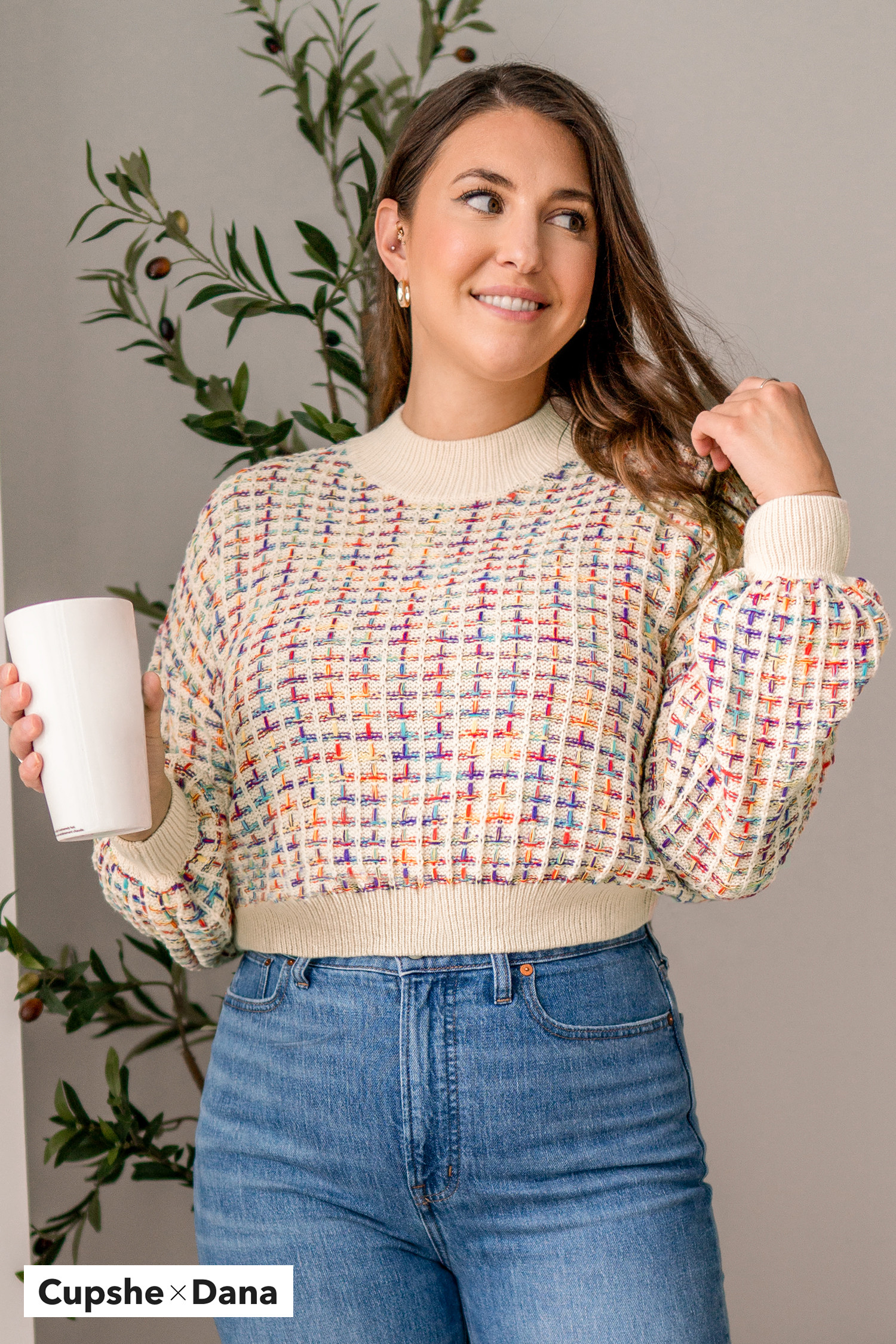 Influencer Edits Rainbow Stitching Drop Sleeve SweaterNew | Cupshe US