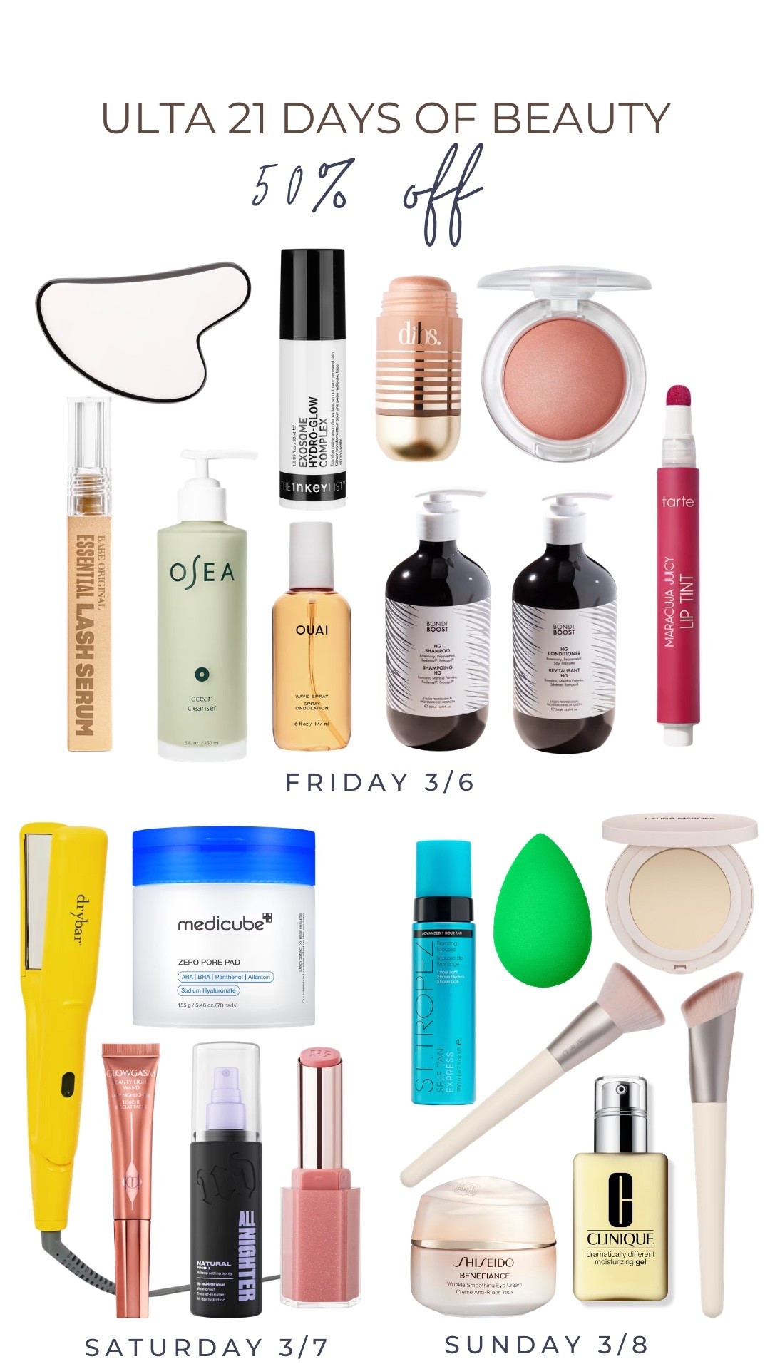 @ulta 21 Days of Beauty sale favorites for this weekend! 50% off my beauty favorites!

#LTKselfcare #LTKSaleAlert #LTKBeauty