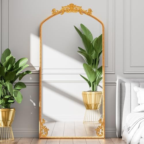 Ecomosita Gold Arched Full Length Mirror 71"×32", Large Luxurious Baroque Inspired Floor Mirror, Ornate Antiqued Hanging Mirror for Wall with Tempered Glass, Living Room/Bedroom/Hallway/Home Decor | Amazon (CA)