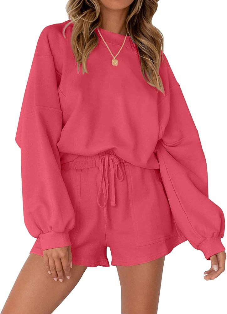 MEROKEETY 2026 Spring Lounge Sets for Women Oversized Batwing Sleeve Casual Top and Shorts 2 Piec... | Amazon (US)