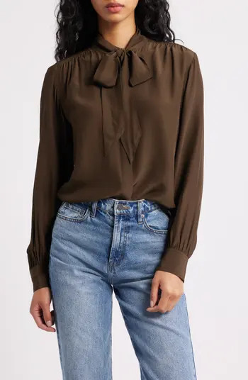 Tie Neck Long Sleeve Top | Nordstrom