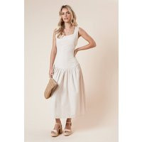 Womens Petite Dropped Waist Strappy Midi Dress - Beige - 10 | boohoo (US & Canada)