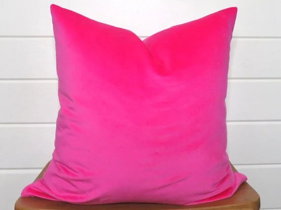 Hot Pink Velvet Pillow Cover-Decorative Pillow - Both Sides - 12x16, 12x20, 14x18, 14x24, 16x16, ... | Etsy (US)