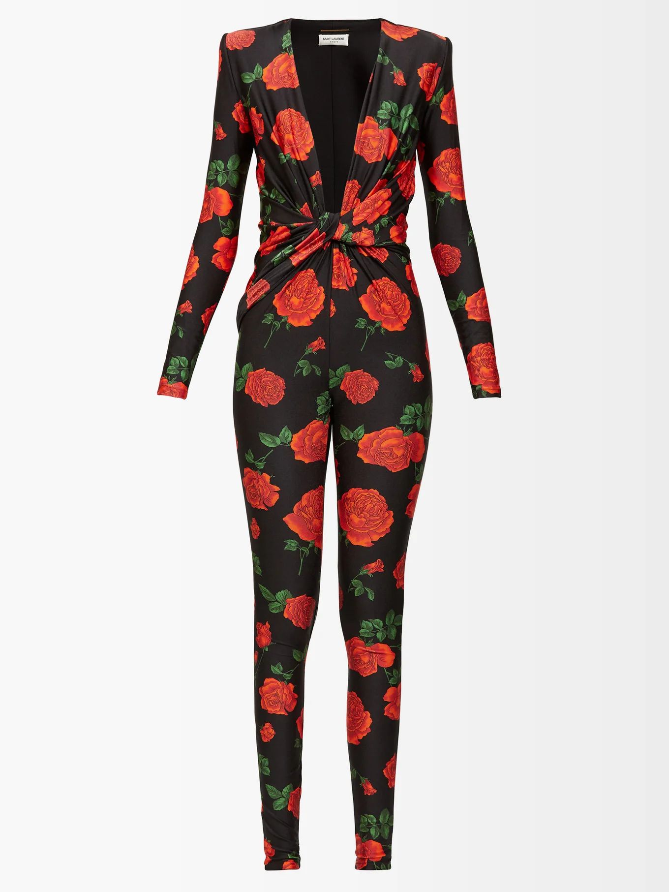 Plunge-front floral-print jersey jumpsuit | Saint Laurent | Matches (UK)