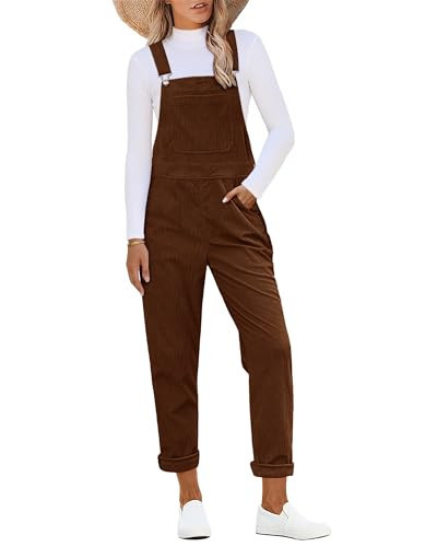 Luvamia Corduroy Overalls for Women - Adjustable Straps Fashion Bib - Friar Brown - Medium (Size 8/10) | Amazon (US)