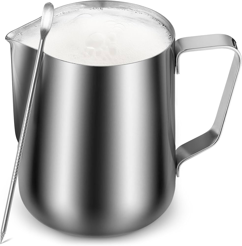 Zulay Milk Frother Cup 350ml/600ml/950ml (12oz/20oz/32oz) - Stainless Steel Frothing Pitcher With... | Amazon (US)