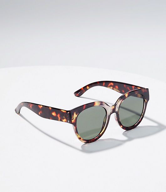 LOFT Tortoiseshell Print Wide Round Sunglasses | LOFT