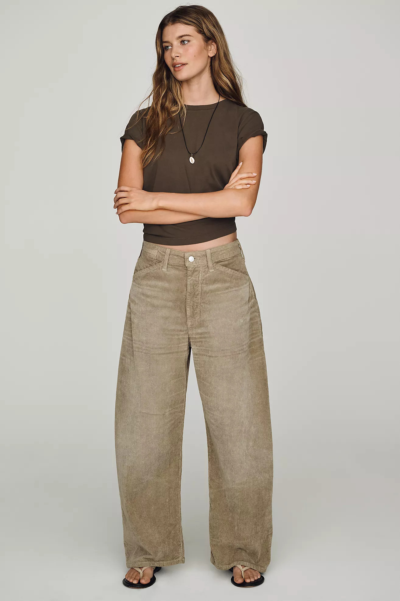 Pilcro Kayden Corduroy High-Rise Barrel-Leg Jeans | Anthropologie (US)