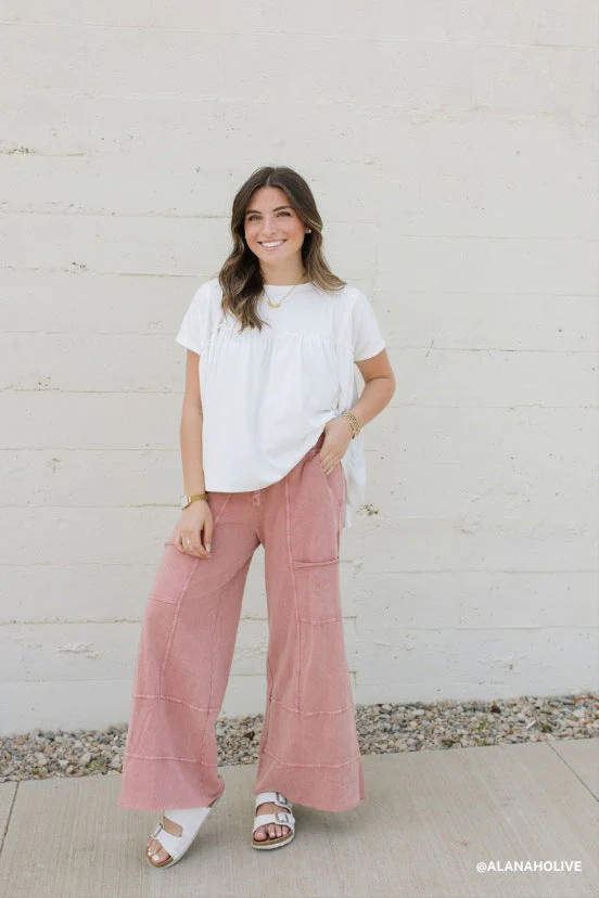 Lucky One Wide Leg Pant - Mauve | Three Bird Nest