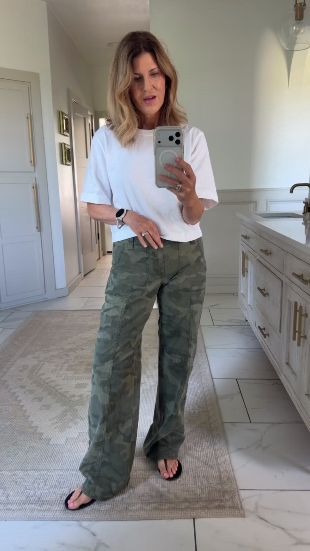 Lexi low rise utility pants. Love a good camo and lightweight pant for summer. You can cuff these at different lengths and they look cute paired with a tee or tank top. Some Reviews say run small; some they run big. I sized up to a 6 and like the looser fit. I’m 5’6, 130ish lbs

#LTKOver40

Comment SHOP below to receive a DM with the link to this post on my LTK ⬇ https://liketk.it/6fyhy