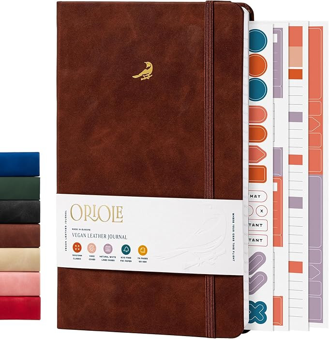 Oriole Vegan Leather Ruled Notebook - Chestnut Brown | 176 Pages of Thick Lined Paper | Soft Touc... | Amazon (UK)