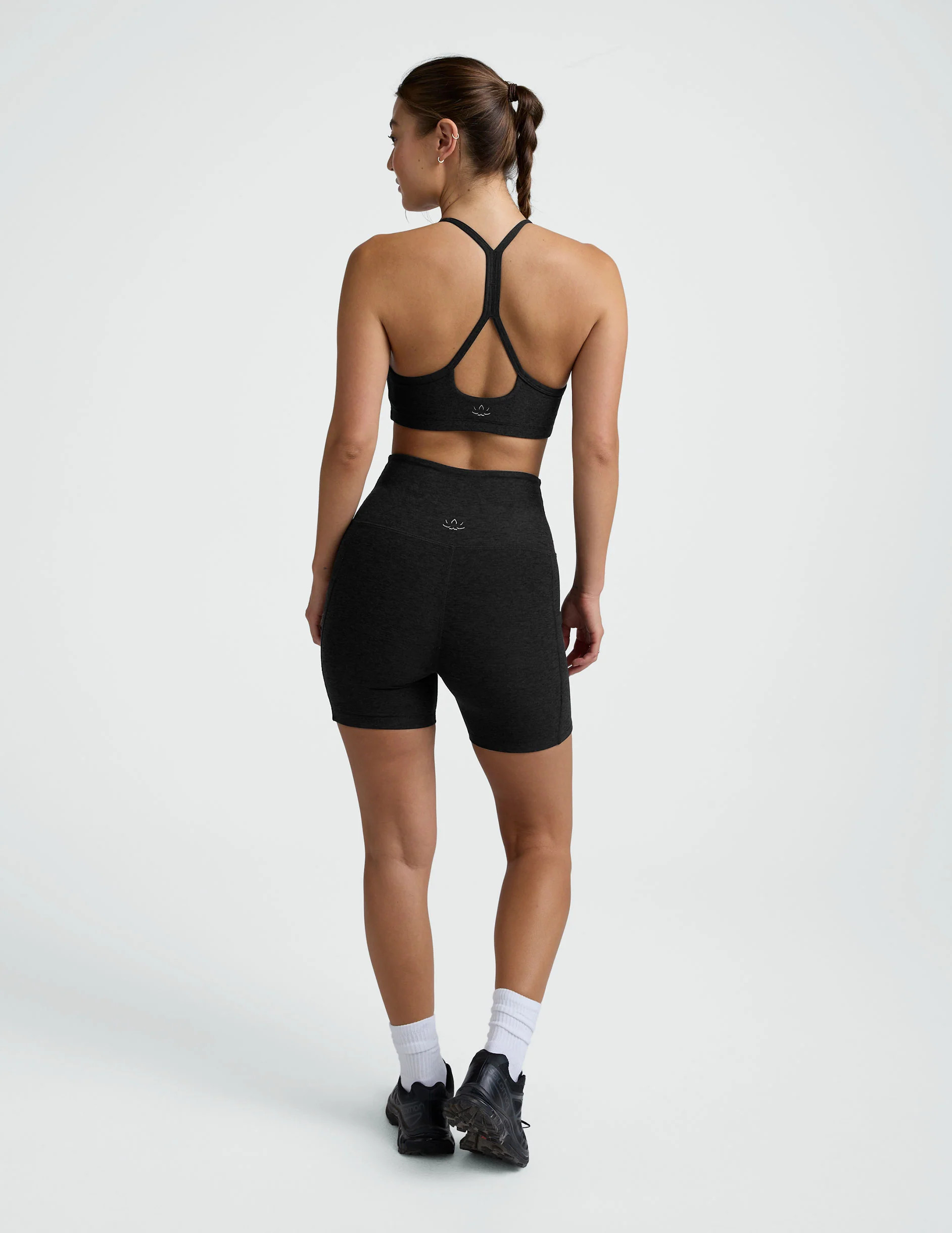 Women's High Waisted Pocket Spacedye Shorts - Marine Blue | Beyond Yoga | Beyond Yoga