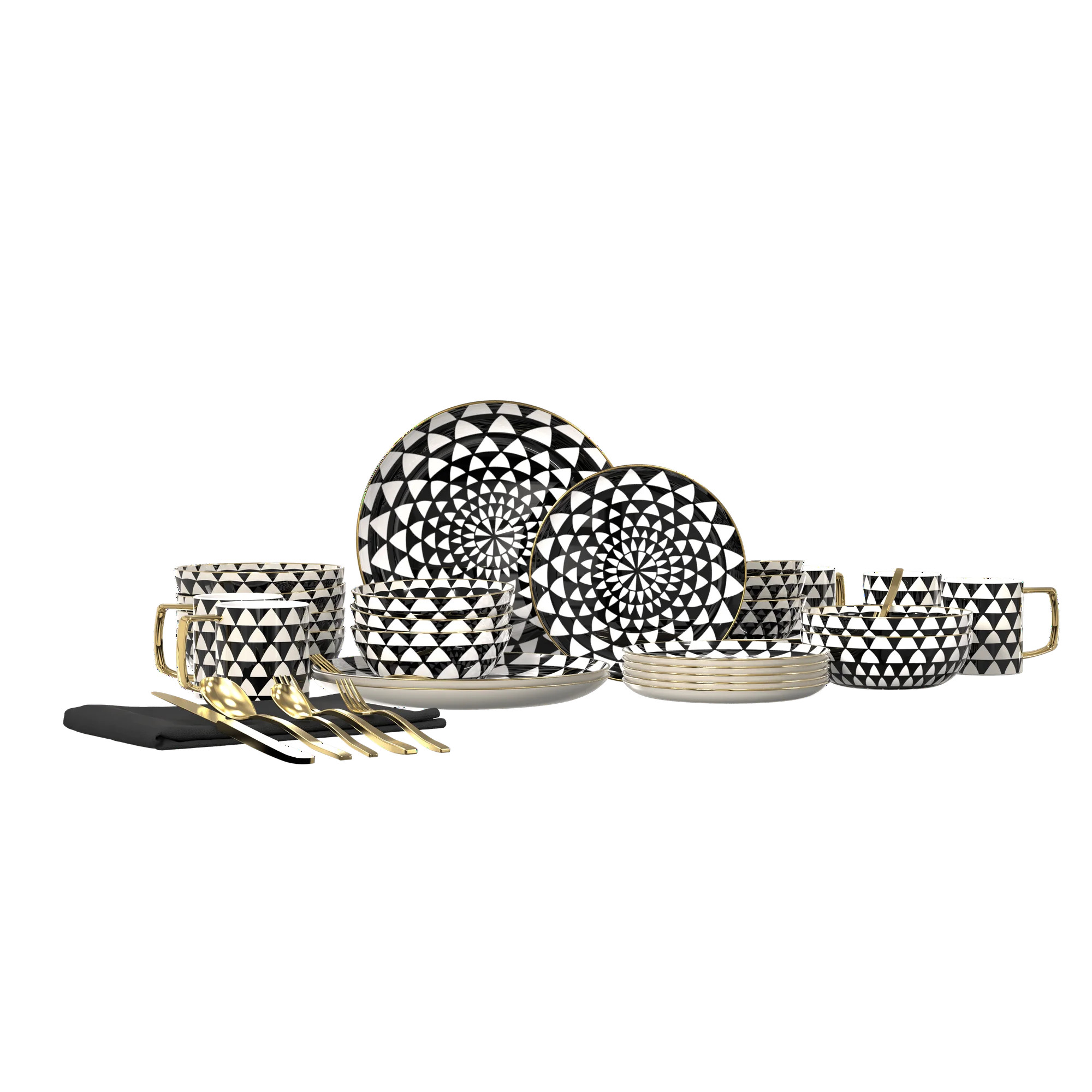 Thyme & Table 60-Piece Medallion Dinnerware & Gold Flatware Set, Service for 6 | Walmart (US)