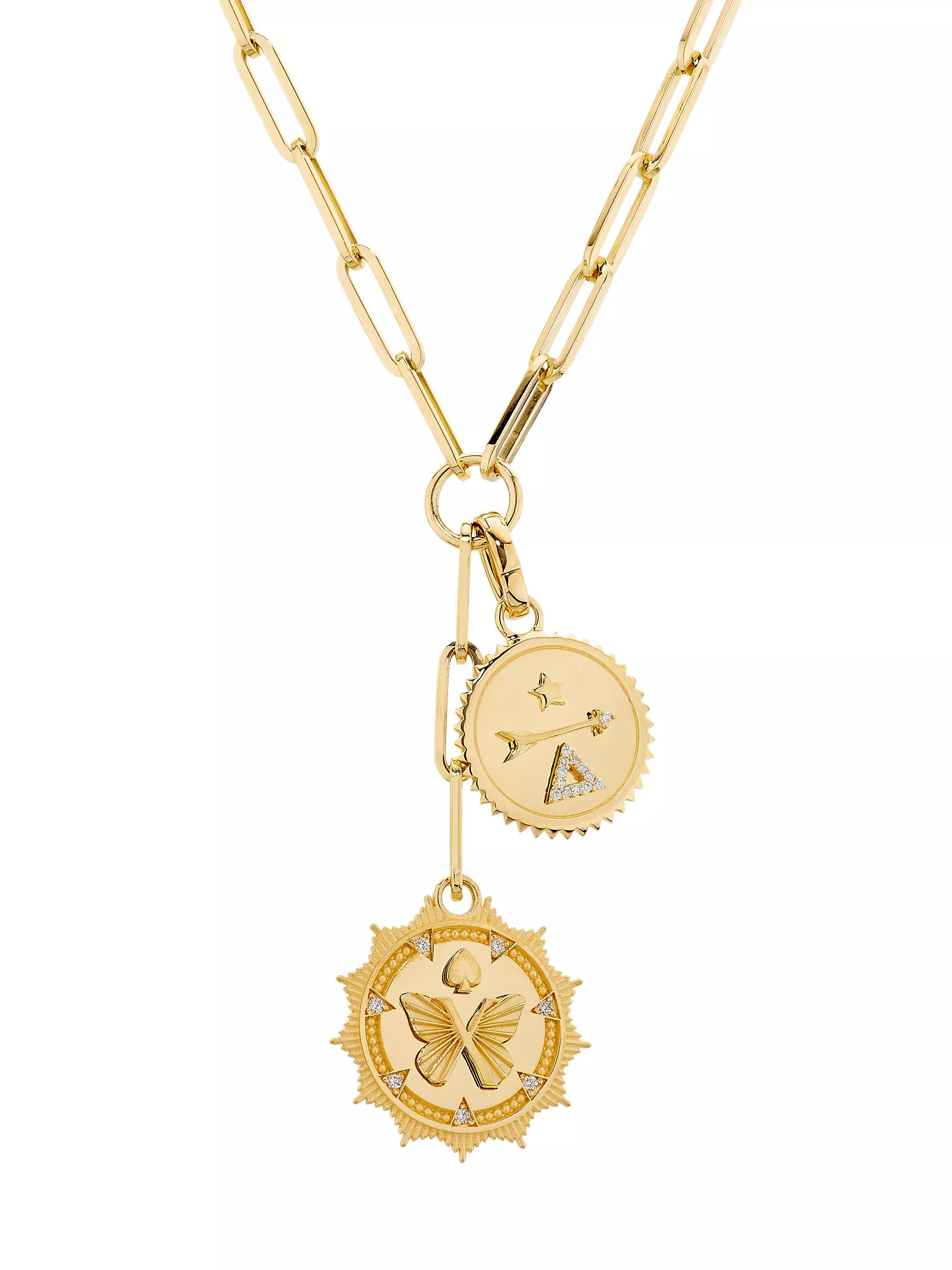 Reverie & Dream 18K Yellow Gold & 0.12 TCW Diamond Double Medallion Necklace | Saks Fifth Avenue