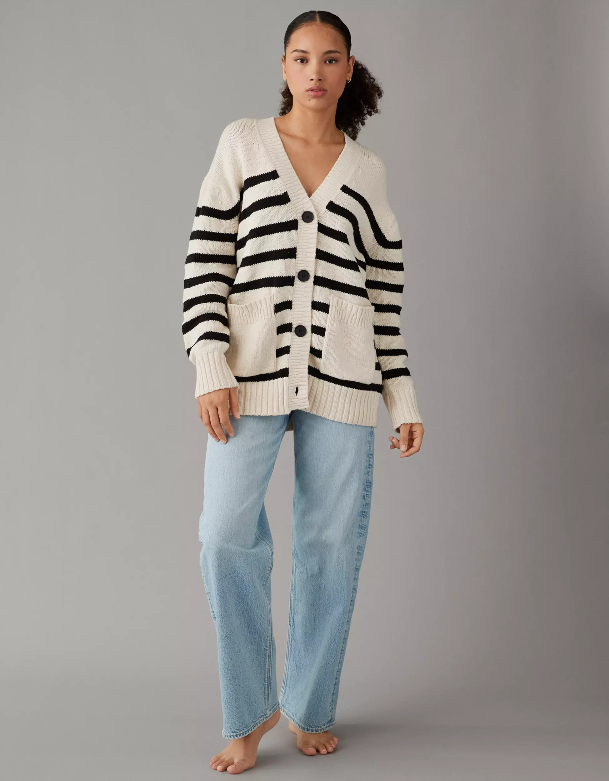 AE Oversized Button-Front Long-Length Cardigan | American Eagle Outfitters (US & CA)