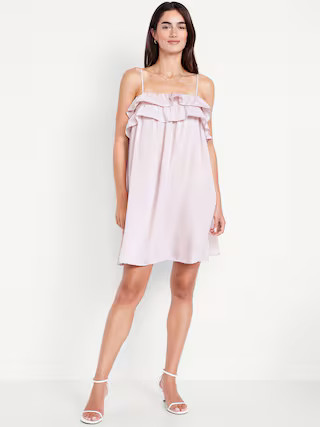 Ruffle-Trim Satin Mini Dress | Old Navy (US)