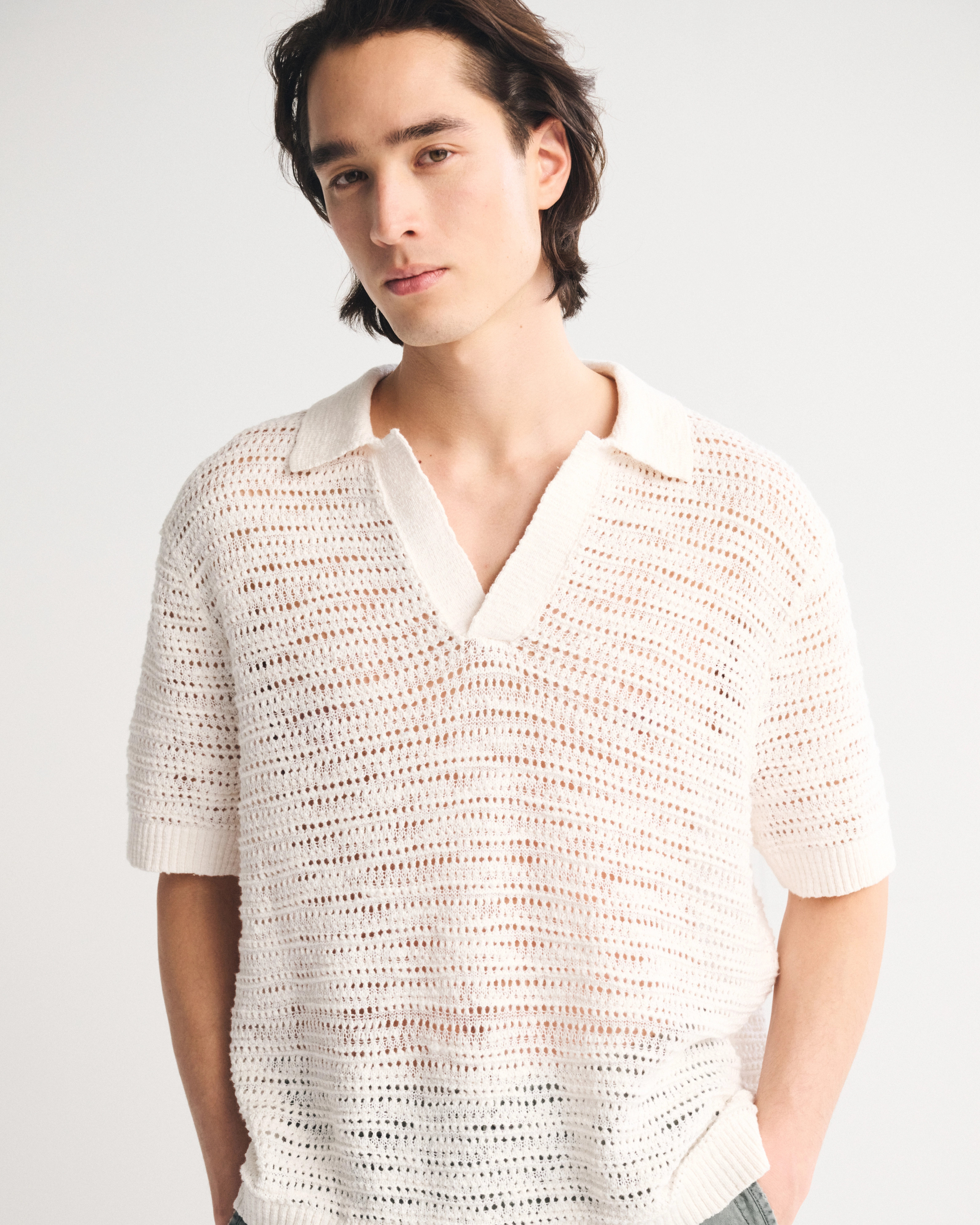 Boxy Johnny Collar Sweater Polo | Abercrombie & Fitch (US)